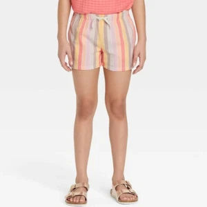 Cat & Jack Girls' Pink Pull-On Striped Shorts - Picture 1 of 4