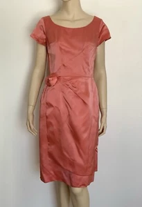 Fabulous Vintage 50’s 1950’s Satin Wiggle Dress Conmar Zipper Rose Embellishment - Picture 1 of 5