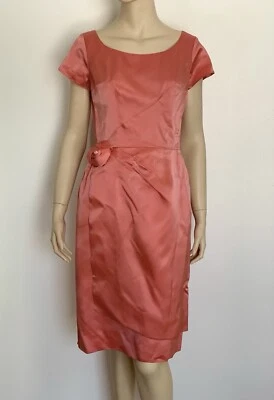 Fabulous Vintage 50’s 1950’s Satin Wiggle Dress Conmar Zipper Rose Embellishment - Image 1 of 4