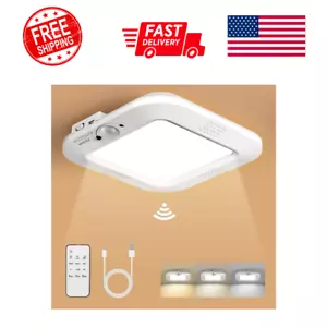 Rechargeable LED Motion Sensor Ceiling Light & Remote Battery Operated - Picture 1 of 8