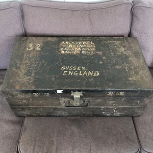 Rare Military Metal Campaign Chest Travelling Trunk Storage 75x40x30 Cm Madras - Picture 1 of 24