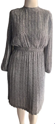 复古 Dim The Lites Petites 尺码 10 百褶蓝色和白色波点迷笛连衣裙 — 第 1/4 张图片