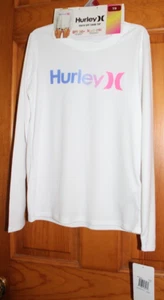 NEW Hurley Girls' Long Sleeve Dri-Fit UPF 50+ Shirt White Size 7/8 Swim Top - Picture 1 of 4