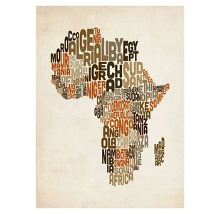 Trademark Fine Art Africa Text Map by Michael Tompsett Canvas Artwork, 14 by ... - Picture 1 of 5