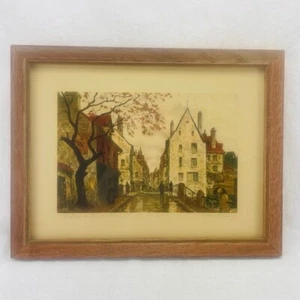 Vintage L. Henri Poissones " A Street In Grande France " Lithographie Druck signiert - Bild 1 von 15
