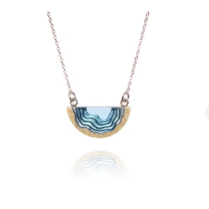 Aquamarine Blue Resin and Beach Sand +Inlet Necklace by BoldB New in Box - Picture 1 of 7