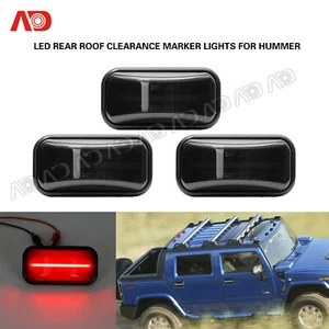 For Hummer H2 03-09 H2 SUT 05-09 Smoked Rear Red LED Cab Roof Marker Light 3pcs - Bild 1 von 7