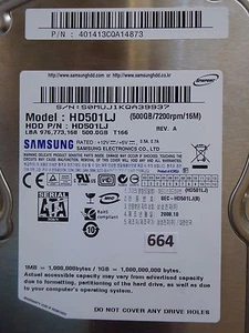 500 GB Samsung HD501LJ | PN: 401413CQA14873 | 2008.10  #664 - Bild 1 von 3