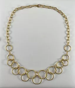 Circle Link Gold Tone Necklace Choker Bib Premier Design Jewelry - Picture 1 of 1