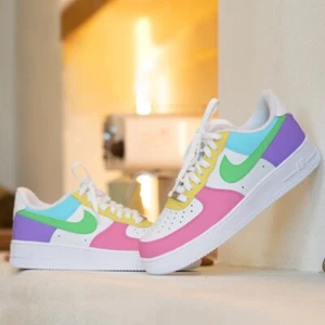 Air Force 1 Custom White Shoes 'SweeTARTS Candy' Sneakers Mens Womens Kids Sizes - Picture 1 of 23