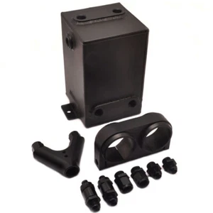 Universal 3L Black Alloy Fuel Surge Tank Y Block Bracket Fit Dual 044 Fuel Pump - Foto 1 di 4