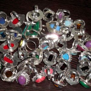 925 Sterling Silver Overlay 10Pcs Malachite & Mix Gemstone Wholesale Lot Rings