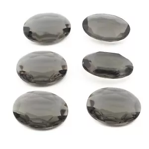 Lot (6) large Czech vintage smoky pink oval faceted glass rhinestones 18mm - Picture 1 of 2