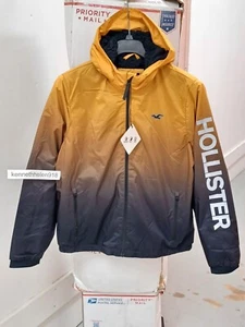 HOLLISTER SHERPA FODERATA SPORT FELPA CON CAPPUCCIO GIACCA GIALLO A NERO OMBRE UOMO TAGLIA L,XL - Foto 1 di 12