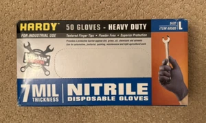 7 MIL Nitrile Disposable Gloves - 50 Gloves - Hardy Heavy Duty Gloves Large - Picture 1 of 2