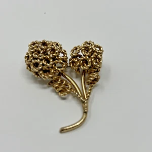 Vintage 12k Gold Filled Rose Rope Brooch Pin - Picture 1 of 5