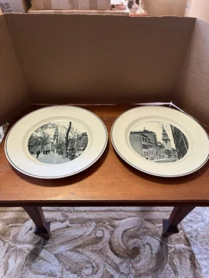 R H Stearns Centennial - (2) Plates - Old North Church and Boston Commons - Nice - Image 1 of 4