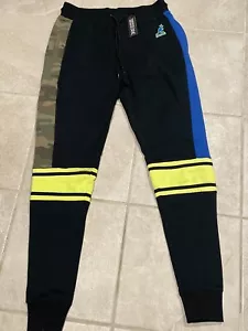 Kangol Colorblock Jogginghose schwarz blau gelb Tarnmuster Herren Größe Large neu mit Etikett - Bild 1 von 2