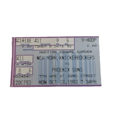 1993 SUNS KNICKS 10/18 NBA TICKET  STUB 1ST GAME POST BRAWL PRESEASON BARKLEY - Image 1 of 3