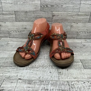 Patrizia by Spring Step VolcanicFlat Sandals Bling Bead T-Strap Size 41 US 9-9.5 - Picture 1 of 13