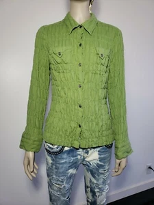 Christopher & Banks Stretch Green Long Sleeve Blouse Snap Button Size Medium EUC - Picture 1 of 9