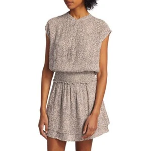 Mini Vestido Rails Angelina Sand Cheetah Mezcla de Lino Talla Pequeña Cintura Calada Nuevo con Etiquetas - Imagen 1 de 11
