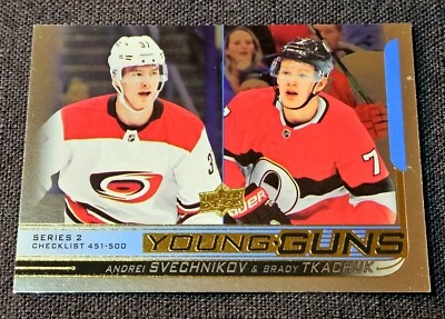 2018 Upper Deck Young Guns Silver Foil Andrei Svechnikov Tkachuk Rookie #500 - Image 1 of 2