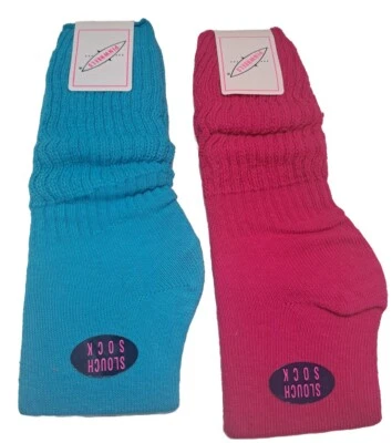 Calcetines holgados vintage rosa y azul talla 4-10 NOS lote de 2 molinillos años 80 Foto 1 de 3