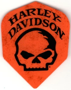 Orange Harley Davidson Skull Logo Dart Flights: 3 per set - Picture 1 of 4