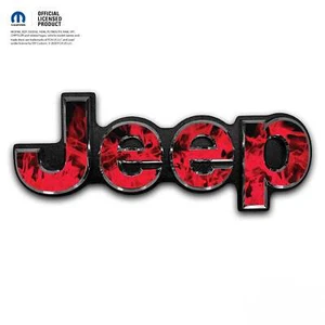 Jeep Emblem Overlay Decals - Red Flames - Picture 1 of 8