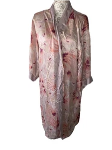 Eloise Anthropologie Ivory Silk Floral Open Long Robe Sz M/L No Belt - Picture 1 of 9