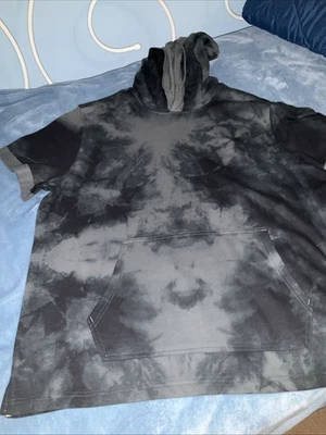 Athletic Works 男式短袖连帽衫法国毛圈,XL,灰色领带染料 — 第 1/2 张图片