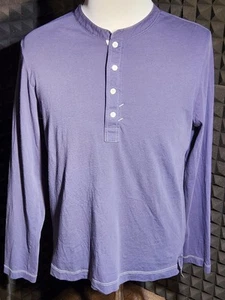 Billy Reid Henley Blue Long Sleeve Shirt L Men's Woven Casual Thermal - Picture 1 of 8