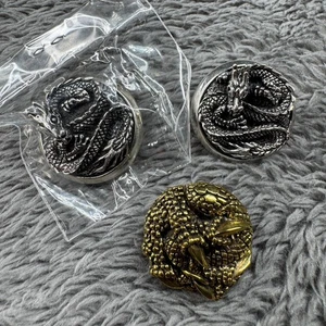 Dragon Screwback Conchos Lot Sterling Silver 925 + Brass Fantasy Leathercraft - Picture 1 of 7