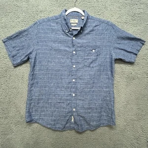 Weatherproof Vintage Washable Linen Blend Shirt Mens XL Blue White Plaid Button - Picture 1 of 11