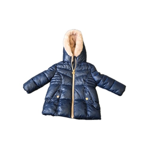 Giacca cappotto Michael Kors bambina 6x blu navy rosa pelliccia sintetica foderato walker puffer