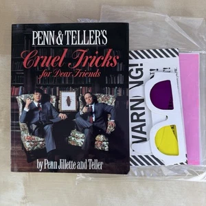 Penn & Teller CRUEL TRICKS FOR DEAR FRIENDS Book 2nd Print + 3-D Glasses Extras - Picture 1 of 8