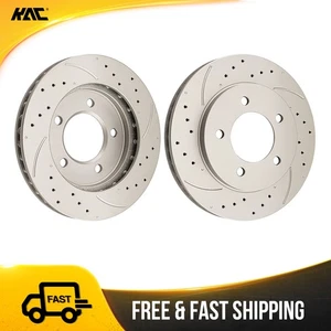 For Ford Expedition 1997 1998-2002 Front Drilled & Slotted Disc Brake Rotors - Picture 1 of 12