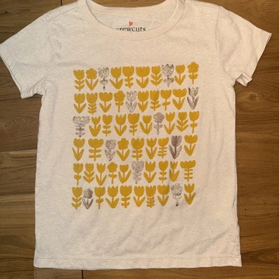 J.CREWCUTS Girls Flower Themed Beige/yellow Short Sleeve T-Shirt Size small - Image 1 of 4