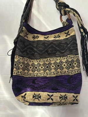 Bandolera vintage con flecos | Bolso boho coleccionable con patrones del suroeste Foto 1 de 3