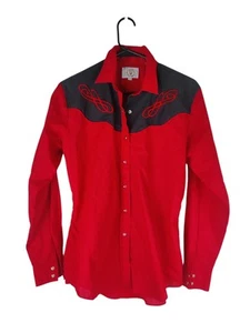 Vintage Ely Cattleman's Country Charmers Red Embroidered Snap down Shirt Men's L - Picture 1 of 3