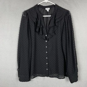 J Crew Shirt Womens Size XL Black Button up Long Sleeve Top Casual Preppy - Picture 1 of 12