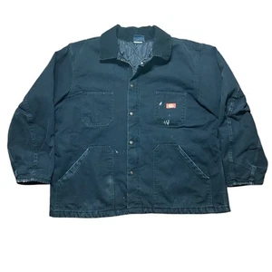 VTG Dickies Blanket Lined Jacket Men's XXL Black Heavy Canvas Chore Grunge Faded - Picture 1 of 18
