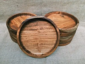 Handmade Dinner Plates Unbreakable Teak Wood Round Plates Fruits Dishes Snacks - Picture 1 of 8