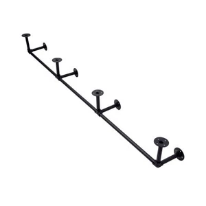 Industrial Black Pipe Foot Rail - 0.86" Pipe x 7.5"tall - Up to 78" Long - Picture 1 of 7