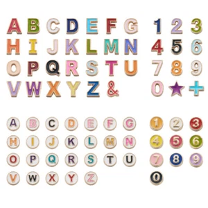 75pcs Letter A~Z Alloy Enamel Beads 0~10 Number Metal Loose Spacer Beads 8~10mm - Picture 1 of 6