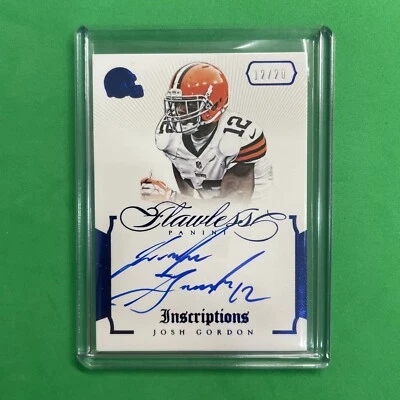 2014 Panini Flawless Blue Foil Inscriptions Auto #19 JOSH GORDON Card 12/20 - Image 1 of 2
