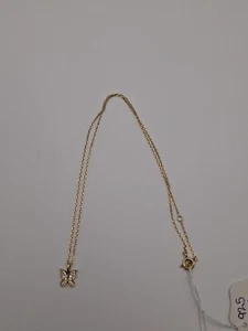 Gold Tone Over Sterling 925 Butterfly Pendant Necklace 16" Marked 925 EHC 1.35g - Picture 1 of 8