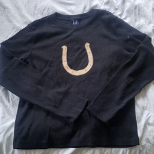 Cowgirl Horseshoe Gap Girls Large sz 10 Long Sleeve Black T-shirt Y2K - Picture 1 of 4