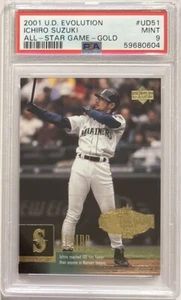 PSA 9 Ichiro Suzuki 2001 UD Evolution All Star Game Gold RC /51 #UD51 POP 1, 0^ - Picture 1 of 3